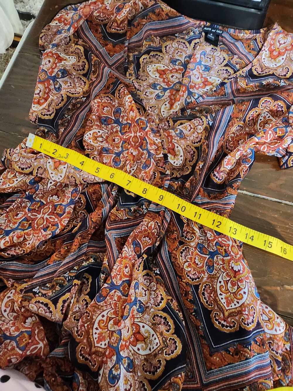 Paisley Print Maxi Dress with Tie Waist - Rust Multi Sz 6 - Picture 8 of 12